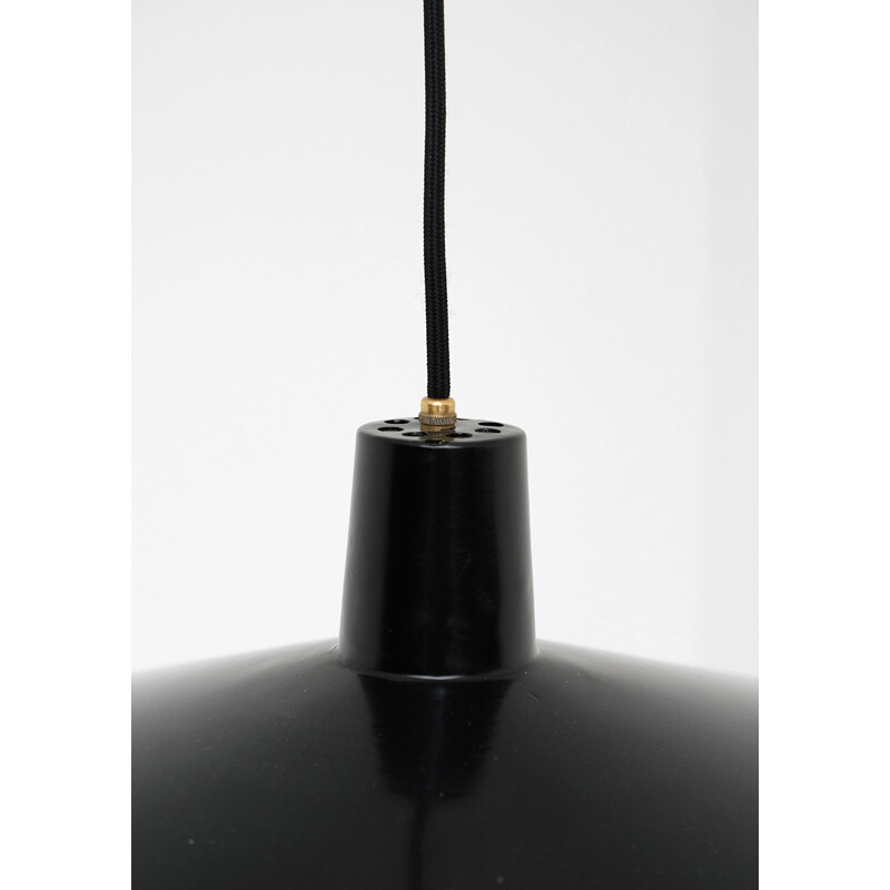 Black vintage pendant lamp with counterweight - 1950s