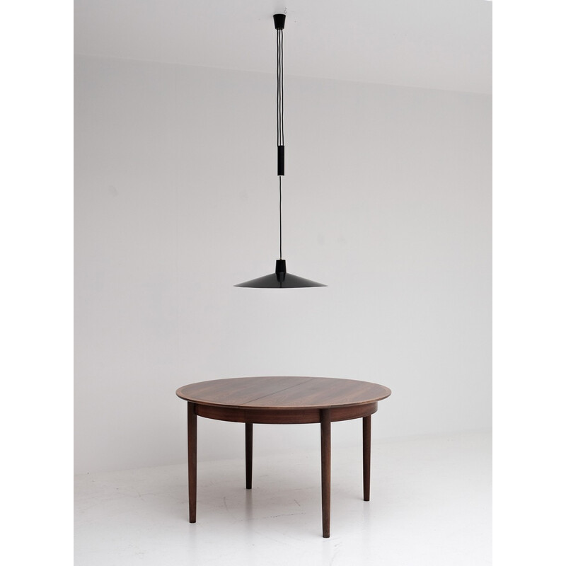 Black vintage pendant lamp with counterweight - 1950s