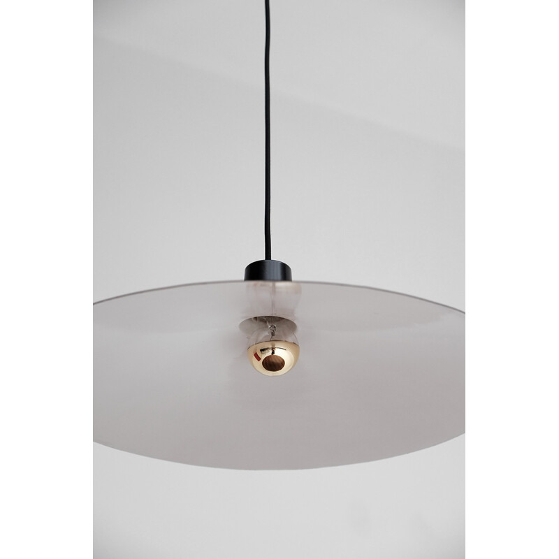 Black vintage pendant lamp with counterweight - 1950s