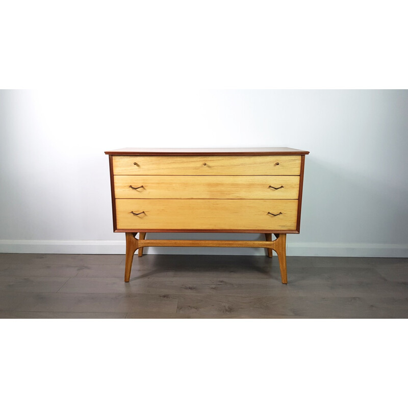 Vintage Teak and Walnut Veneer Dresser by Alfred Cox for AC Furniture - 1950s