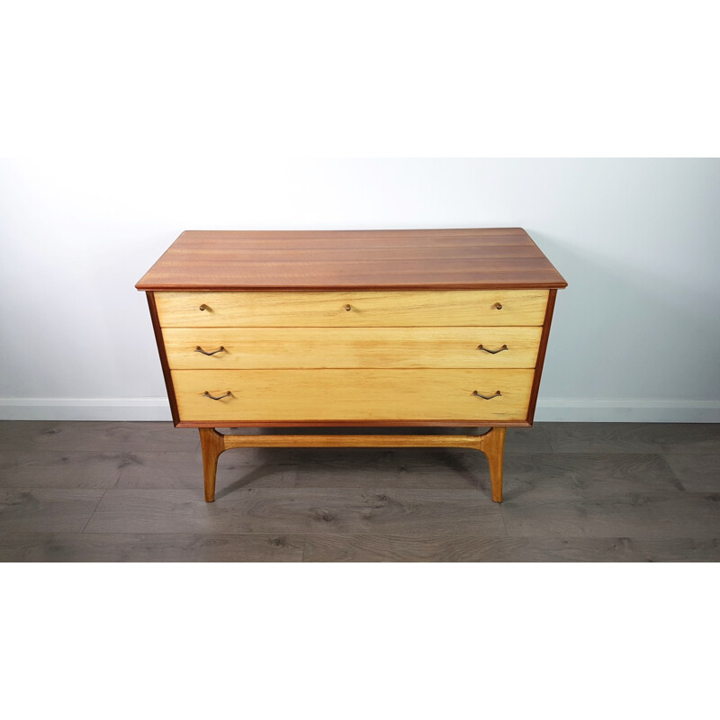 Vintage Teak and Walnut Veneer Dresser by Alfred Cox for AC Furniture - 1950s