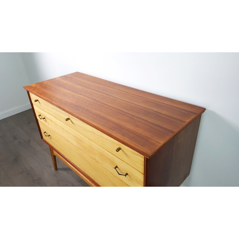 Vintage Teak and Walnut Veneer Dresser by Alfred Cox for AC Furniture - 1950s