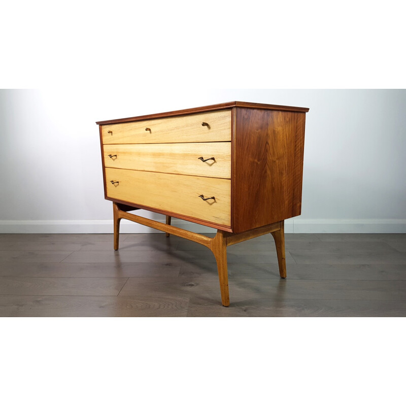 Vintage Teak and Walnut Veneer Dresser by Alfred Cox for AC Furniture - 1950s