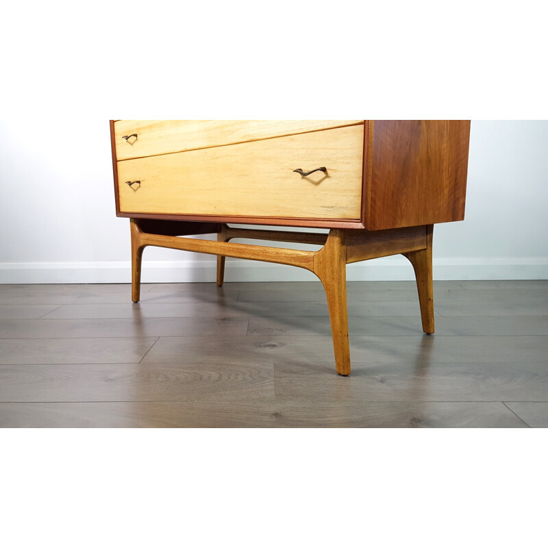 Vintage Teak and Walnut Veneer Dresser by Alfred Cox for AC Furniture - 1950s