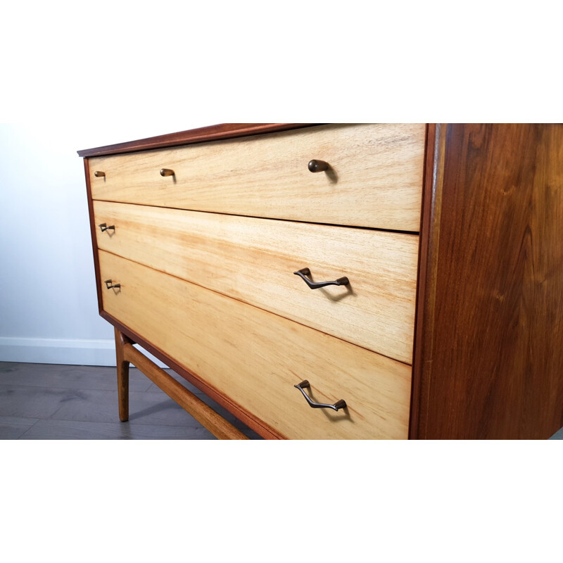 Vintage Teak and Walnut Veneer Dresser by Alfred Cox for AC Furniture - 1950s