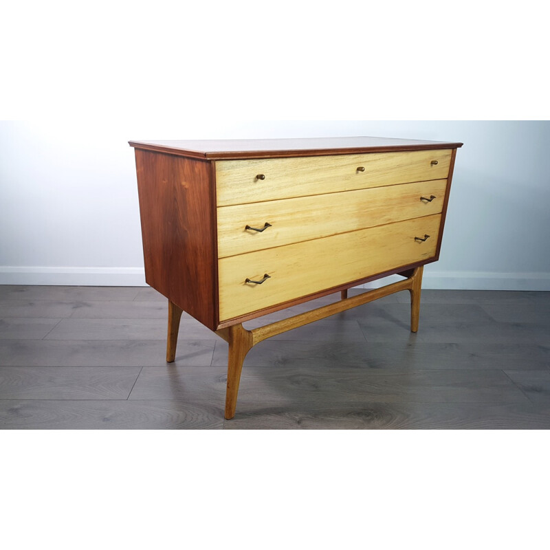 Vintage Teak and Walnut Veneer Dresser by Alfred Cox for AC Furniture - 1950s