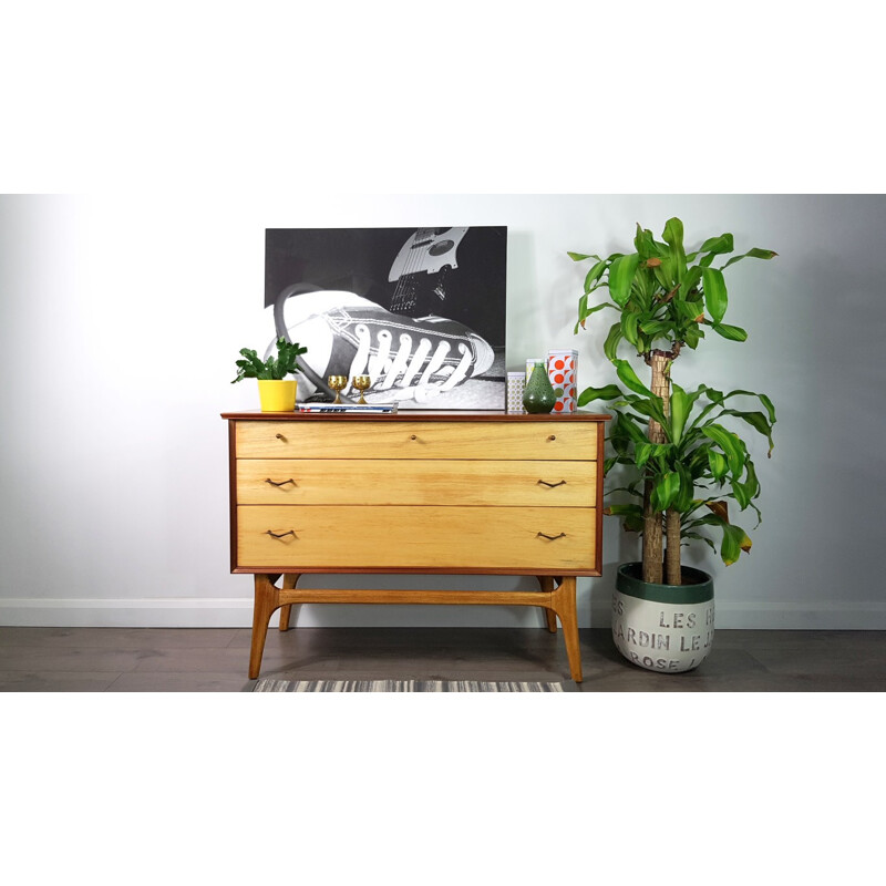 Vintage Teak and Walnut Veneer Dresser by Alfred Cox for AC Furniture - 1950s