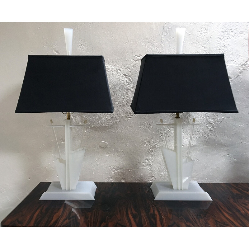 Pair of Vintage Modernist Lamps manufactured by Moss Lighting Co - 1950s