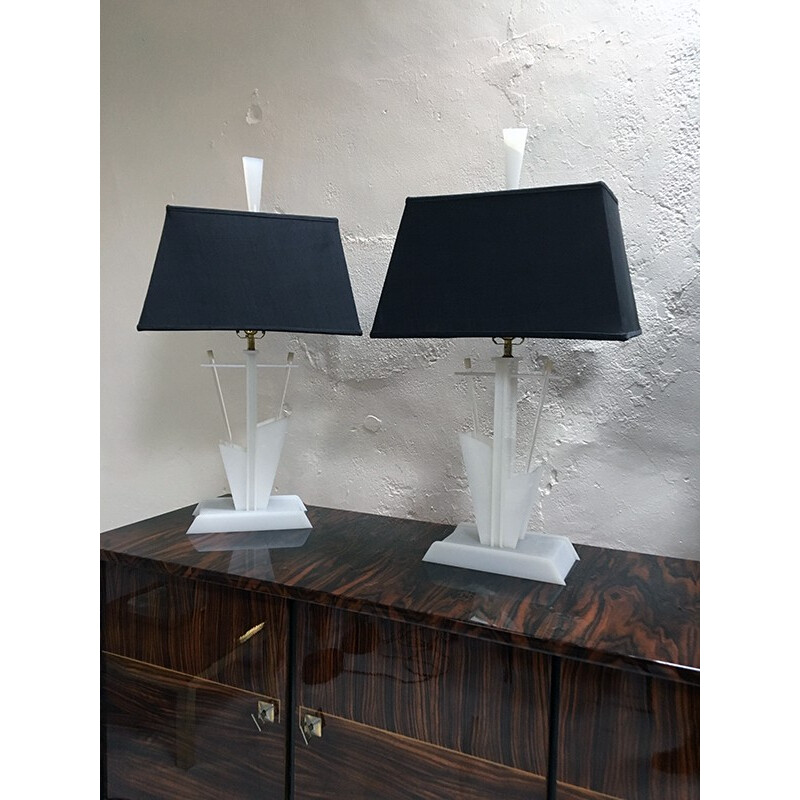 Pair of Vintage Modernist Lamps manufactured by Moss Lighting Co - 1950s
