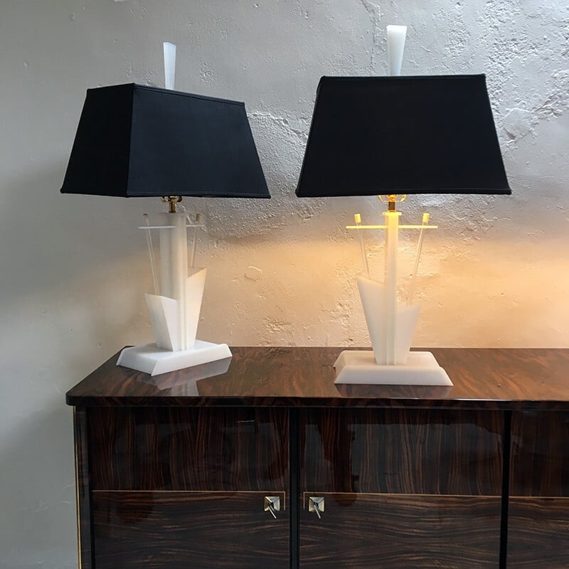 Pair of Vintage Modernist Lamps manufactured by Moss Lighting Co - 1950s