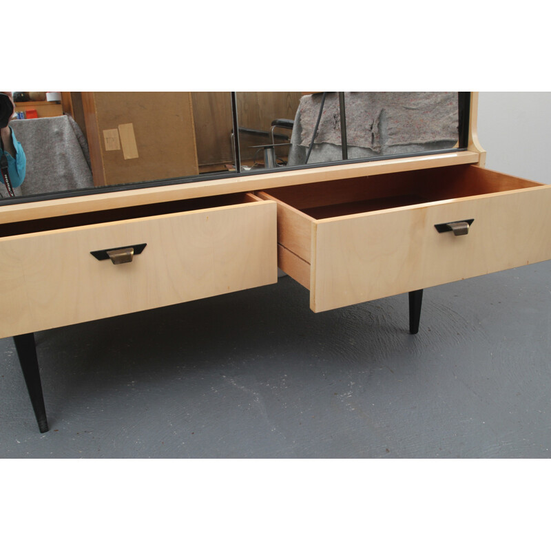 Vintage chest of drawers with mirror sliding doors - 1950s