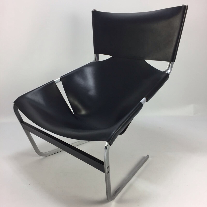 Vintage F444 Black Lounge Chair by Pierre Paulin for Artifort - 1960s