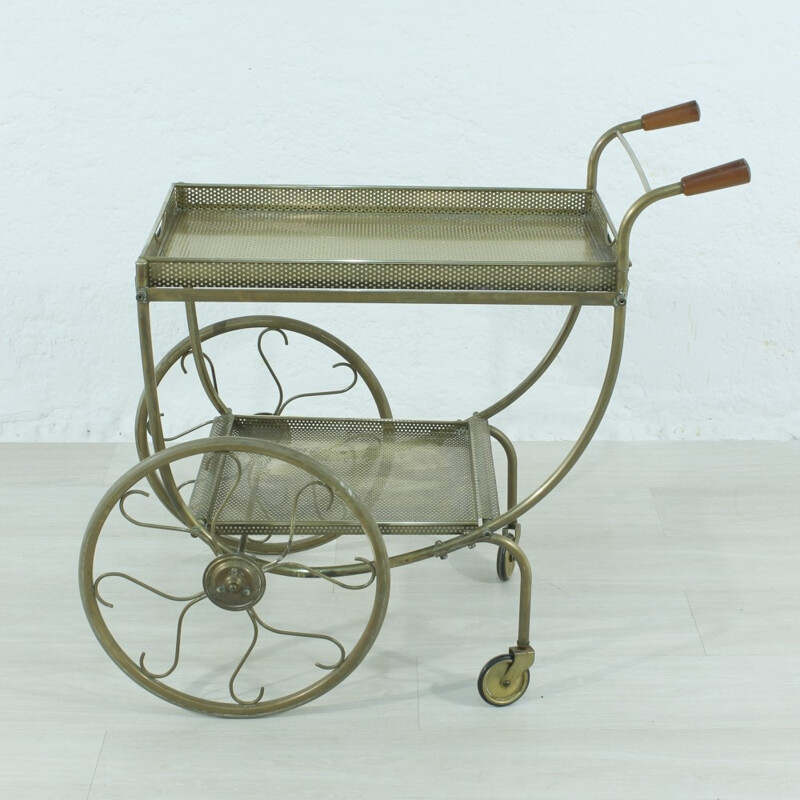 Vintage "Schvedish" brass serving trolley by Josef Frank for Svenskt Tenn - 1950s