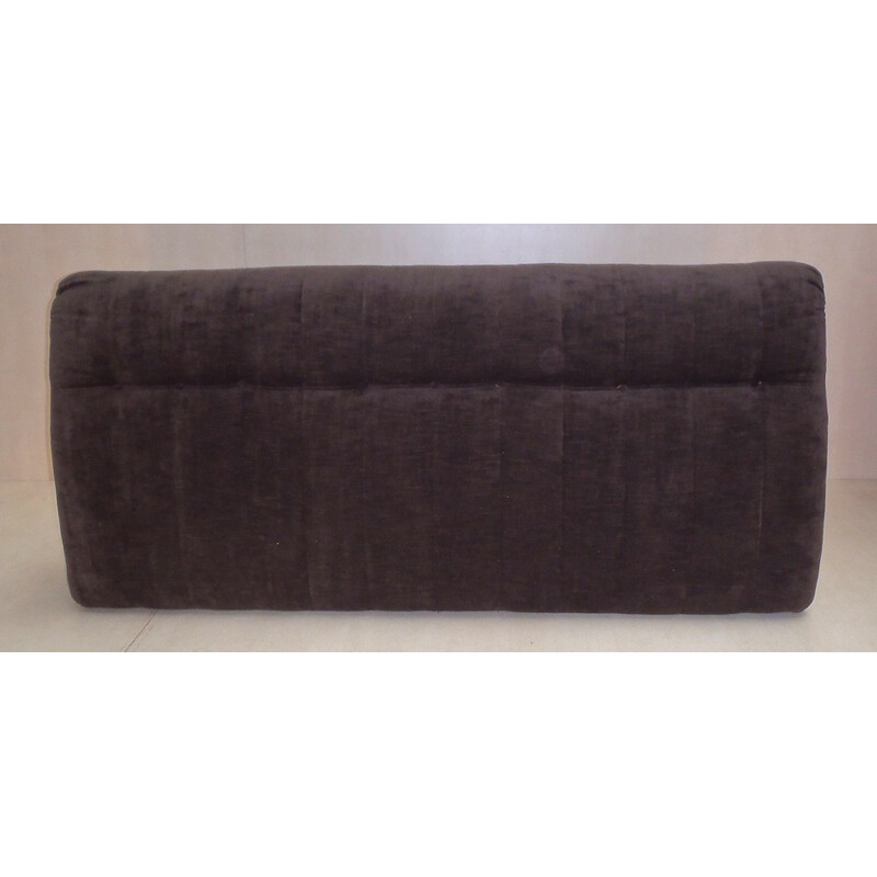 3 seater vintage sofa in brown velvet - 1970s