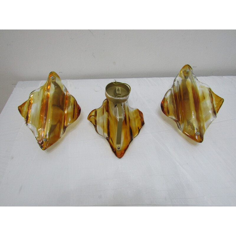 Set of  Vintage Wall Sconces in Murano glass by Mazzega - 1970s
