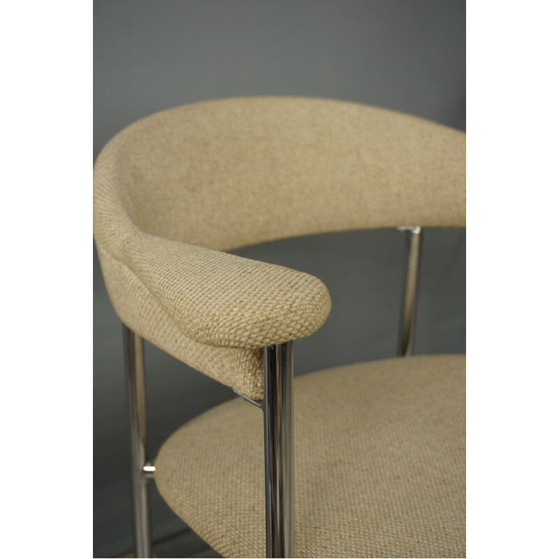 Fauteuil italien vintage en chrome et tweed - 1970