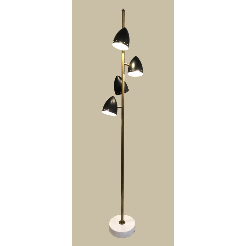 Italian floor lamp Stilnovo with marble and brass - 1960s