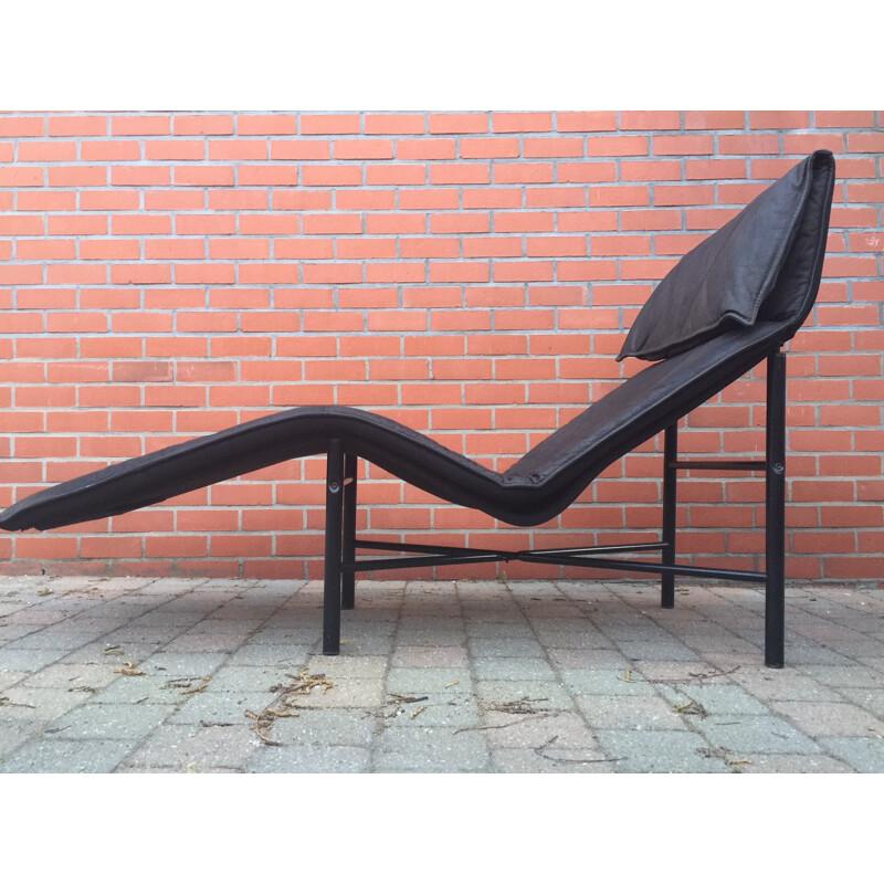 Vintage Scandinavian Leather Lounge Chair by Tord Bjorklund - 1980s