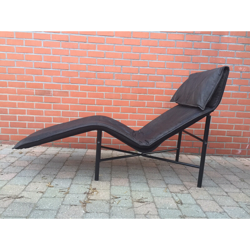 Vintage Scandinavian Leather Lounge Chair by Tord Bjorklund - 1980s