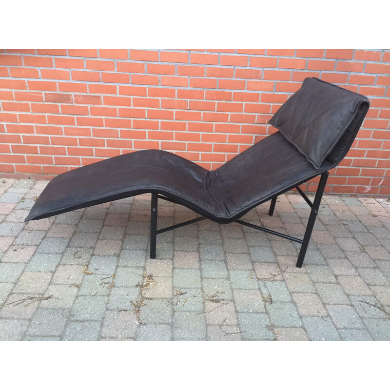 Vintage Scandinavian Leather Lounge Chair by Tord Bjorklund - 1980s