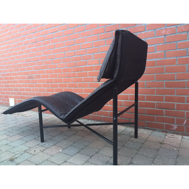 Vintage Scandinavian Leather Lounge Chair by Tord Bjorklund - 1980s
