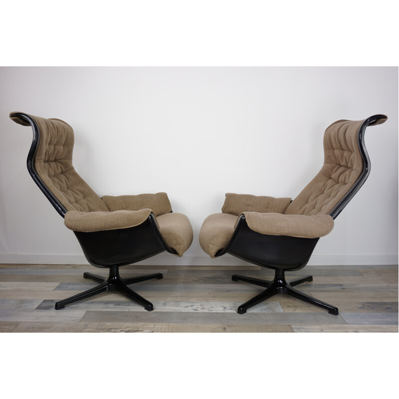 Pair of vintage Galaxy Armchairs by Alf Svensson & Yngvar Sandstrom - 1960s