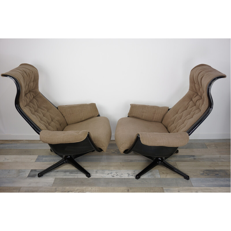 Pair of vintage Galaxy Armchairs by Alf Svensson & Yngvar Sandstrom - 1960s