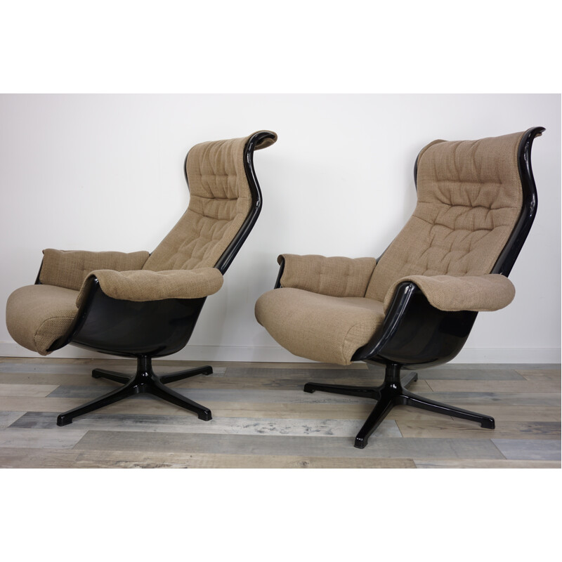 Pair of vintage Galaxy Armchairs by Alf Svensson & Yngvar Sandstrom - 1960s