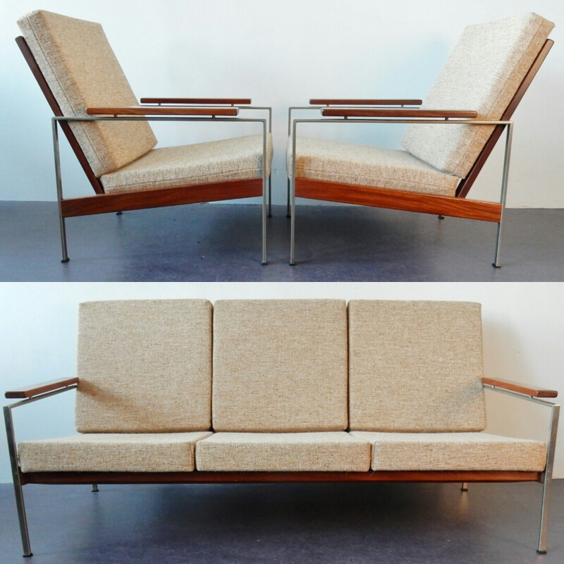 Vintage living room set in beige color by Rob Parry for Gelderland - 1960s