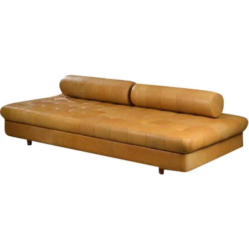 Vintage Brown Leather Daybed - 1960s