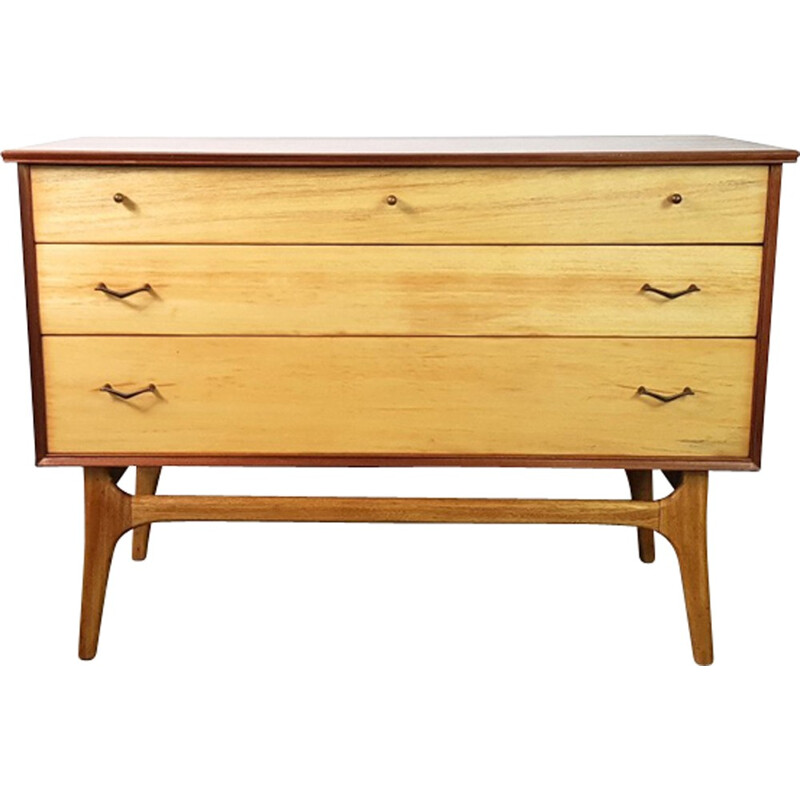 Vintage Teak and Walnut Veneer Dresser by Alfred Cox for AC Furniture - 1950s