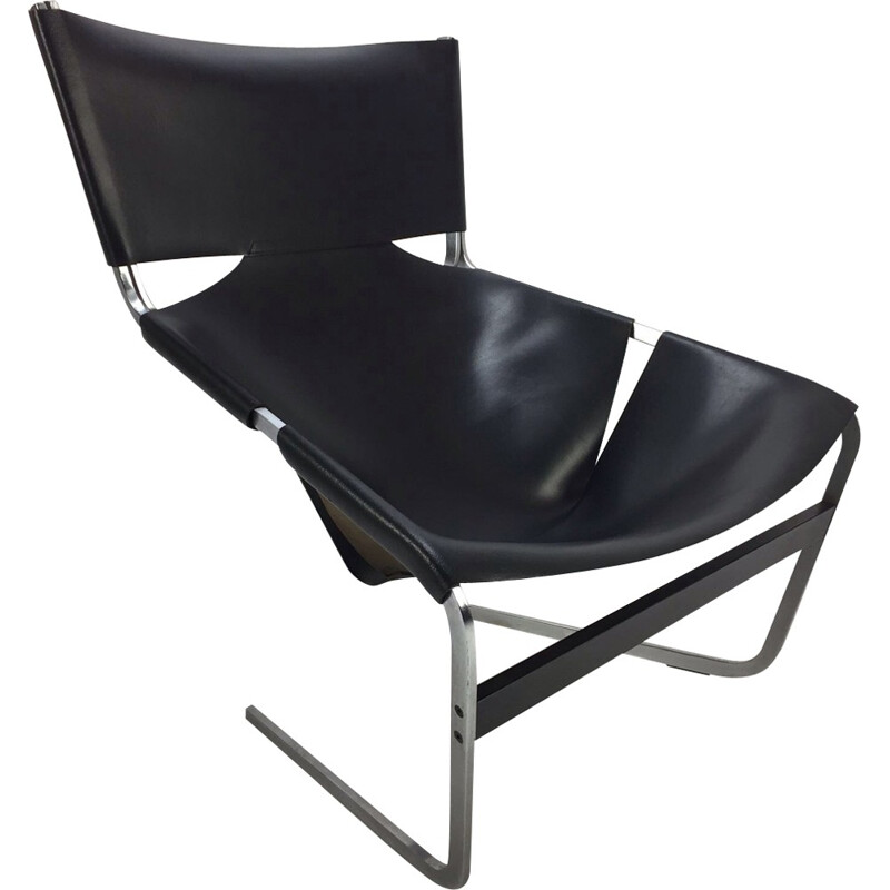 Vintage F444 Black Lounge Chair by Pierre Paulin for Artifort - 1960s