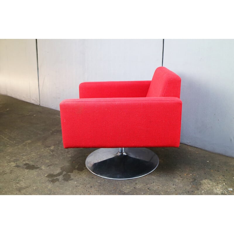 Paire de fauteuils pivotants rouge vif vintage danois - 1970