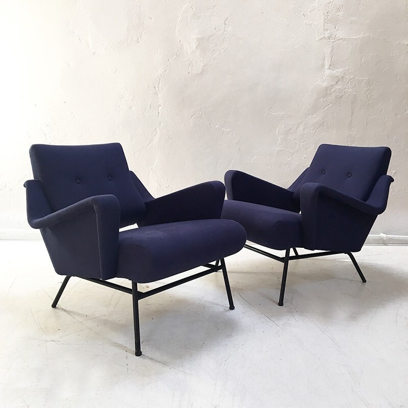 Vintage pair of french lounge chairs by Gérard Guermonprez for Magnani - 1950s