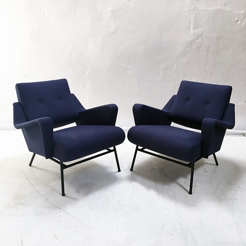 Vintage pair of french lounge chairs by Gérard Guermonprez for Magnani - 1950s