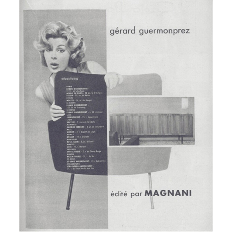 Paire de fauteuils lounge vintage par Gérard Guermonprez pour Magnani - 1950