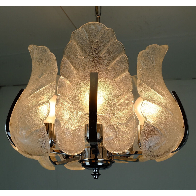 Vintage scandinavian glass chandelier by Carl Fagerlund for Orrefors - 1960s