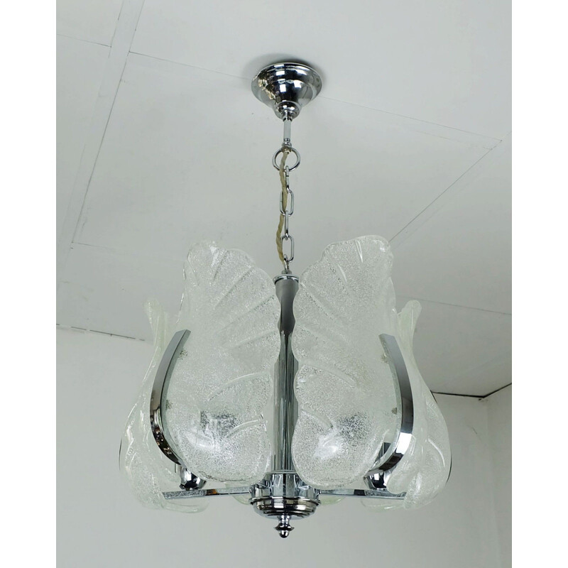 Vintage scandinavian glass chandelier by Carl Fagerlund for Orrefors - 1960s