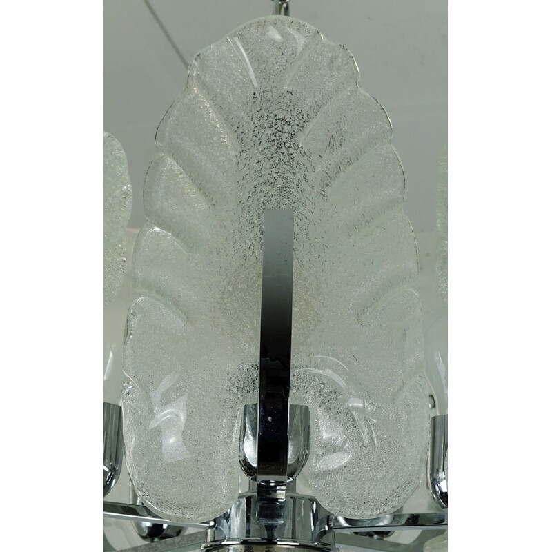Lustre chromé et en verre vintage par Carl Fagerlund pour Orrefors - 1960