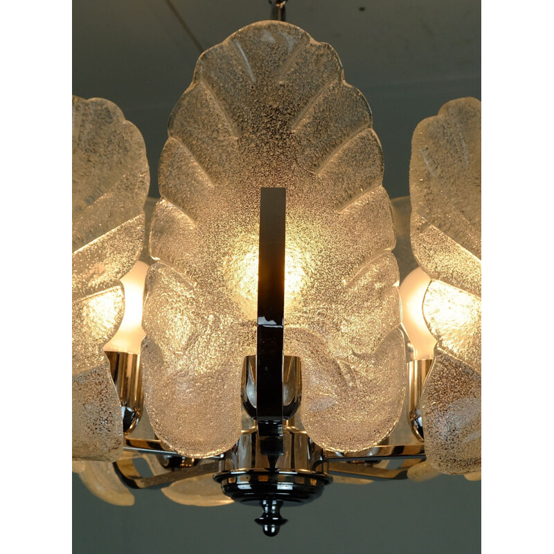Vintage scandinavian glass chandelier by Carl Fagerlund for Orrefors - 1960s