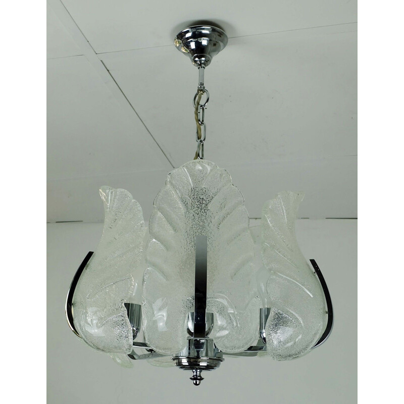 Vintage scandinavian glass chandelier by Carl Fagerlund for Orrefors - 1960s