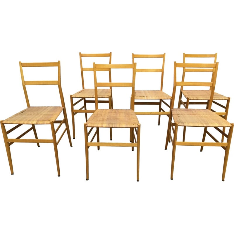 Set of 6 vintage SuperLeggera chairs by Cassina - 1960s