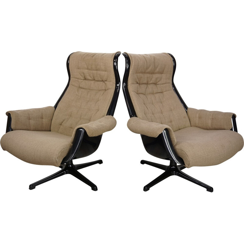 Pair of vintage Galaxy Armchairs by Alf Svensson & Yngvar Sandstrom - 1960s