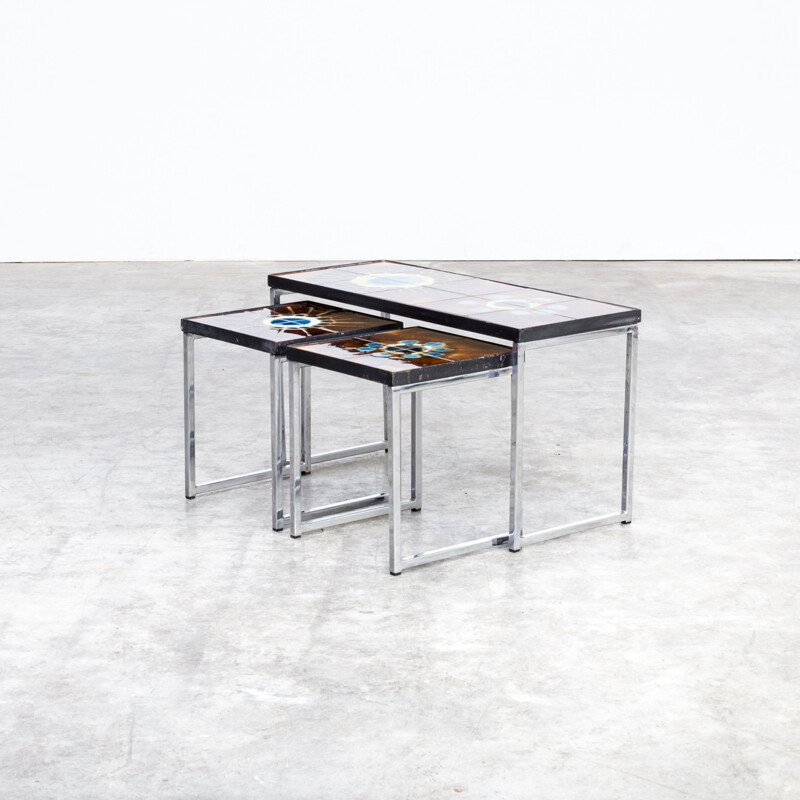 Vintage handpainted nesting tables by Juliette Belarti - 1960s