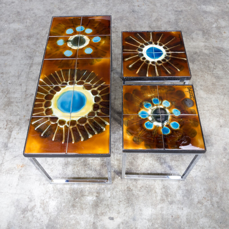 Vintage handpainted nesting tables by Juliette Belarti - 1960s