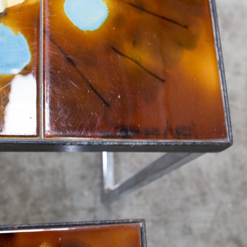 Vintage handpainted nesting tables by Juliette Belarti - 1960s