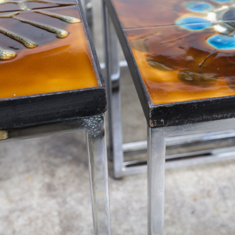 Vintage handpainted nesting tables by Juliette Belarti - 1960s