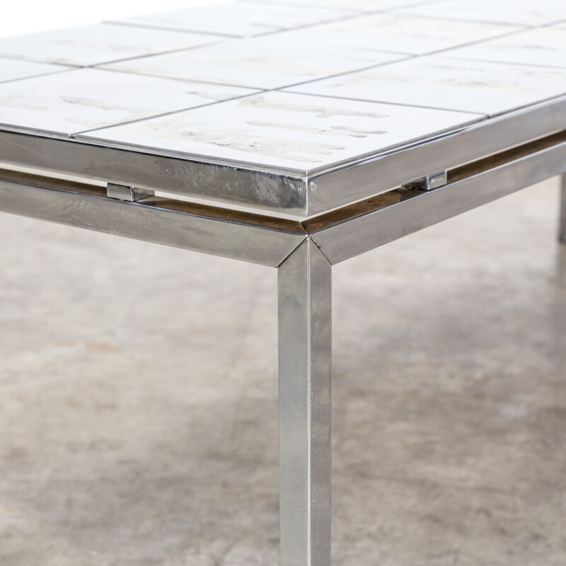 Vintage artwork metal coffee table - 1980s