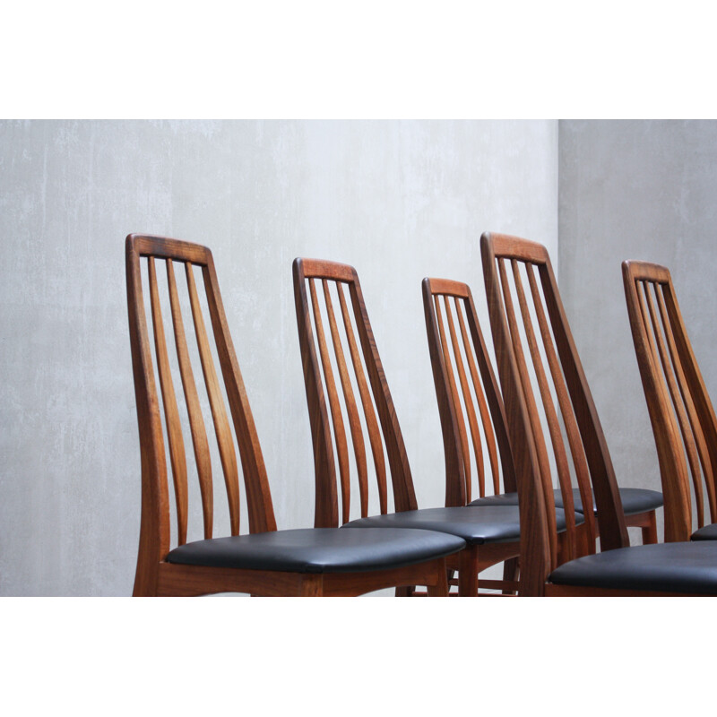 Set of 8 "Eva" black dining Chairs by Niels Kofoed for Koefoeds Mobelfabrik - 1960s