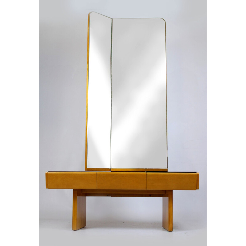 Vintage Wood Dressing Table with Mirror - 1960s